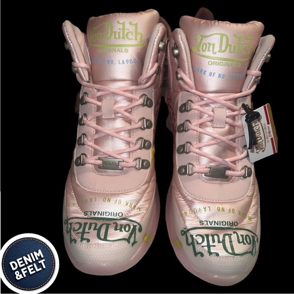 Von Dutch PINK PUFFER All Over Logo Print SHOE/Boot | NEW/NIB w/ Dust Bag!!🩷🩷 - Picture 14 of 16